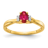 14k Diamond and Oval Ruby Ring